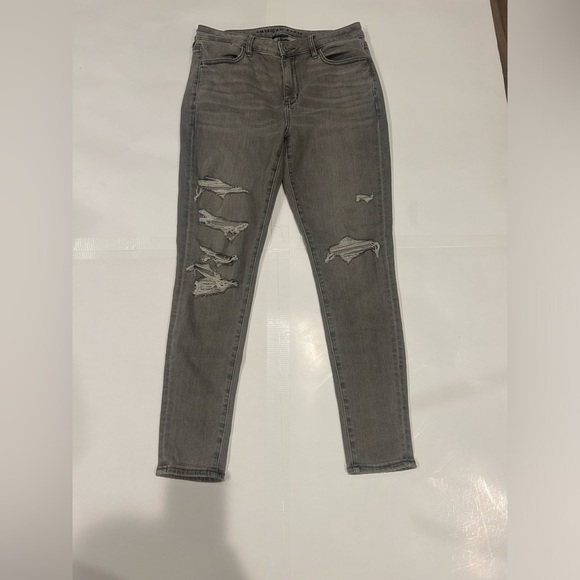 American Eagle Hi Rise Jegging Jeans Women’s 8 Grey Distressed High Rise - Picture 1 of 11